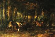 Gustave Courbet Spring Rutting;Battle of Stags Spain oil painting artist